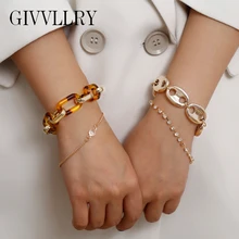 Элегантные браслеты с подвесками и кристаллами для женщин, винтажная леопардовая полимерная цепочка, 4 шт., золотой массивный браслет на цепочке, набор модных шикарных ювелирных изделий