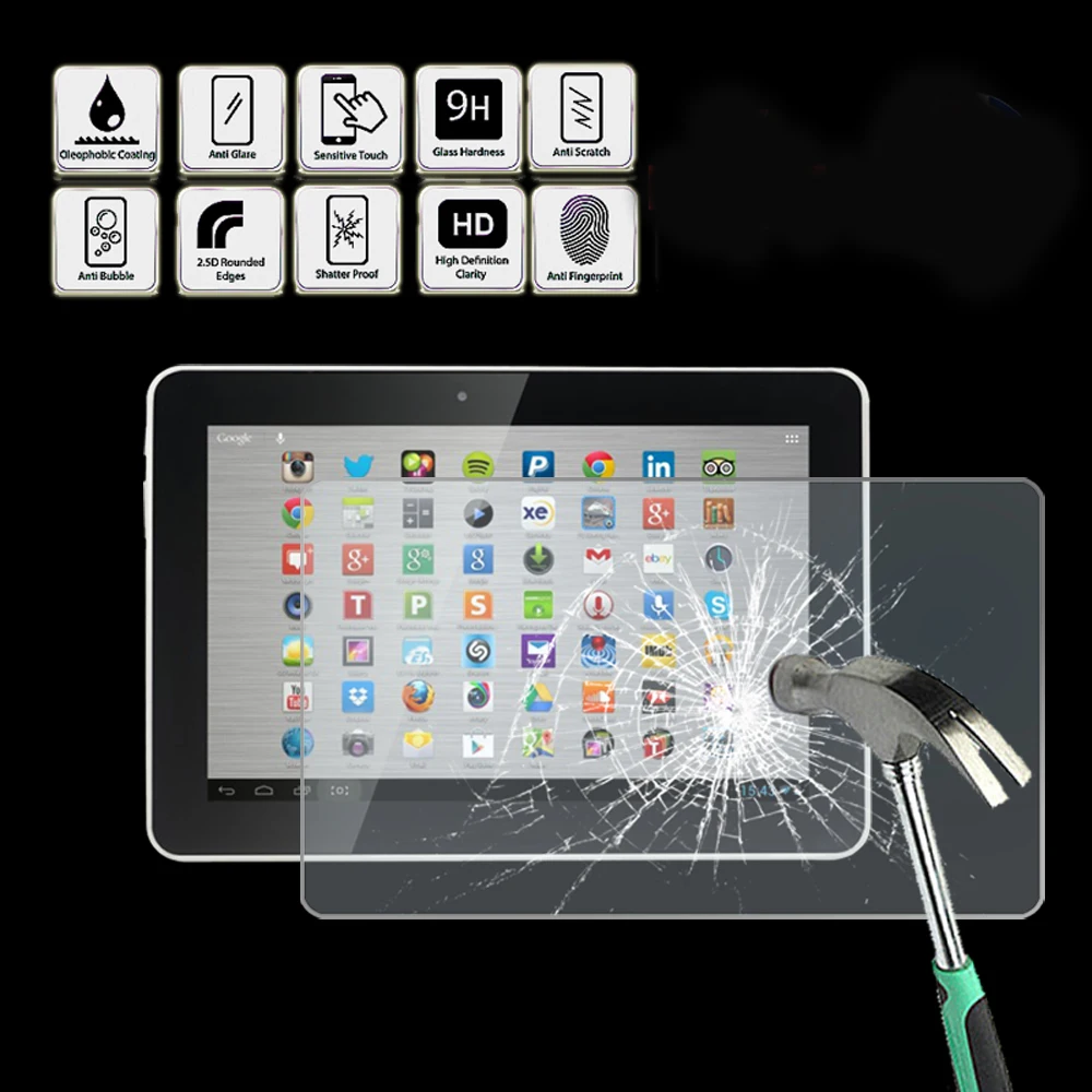 

Tablet Tempered Glass Screen Protector Cover for Hannspree HANNSpad SN1AT74 SN1AT74B SN1AT74W 10.1 HD - Protector Guard Cover