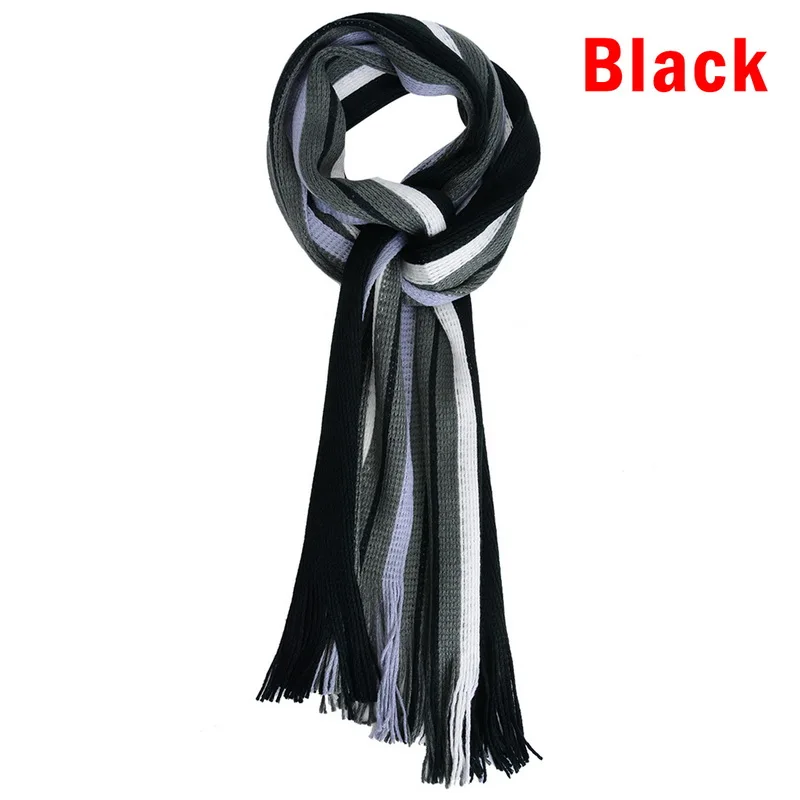 HEFLASHOR Зимний дизайнерский шарф, мужской полосатый хлопковый шарф, Мужская брендовая шаль, вязанный кашемировый полосатый шарф с кисточками - Цвет: 4(180x26cm)