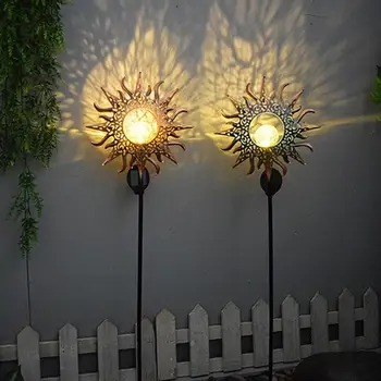 

Solar Ground Plug Outdoor Landscape Lamp Iron Art Lawn Decorative Fame Moon Light Retro Projection Courtyard Garden Sun Lan K6S7