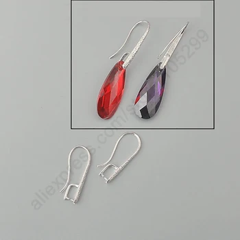 

100PCS Lot 925 Sterling Silver Jewelry Findings Pinch Bail Hook Frosted Earring Ear Wires For Crystal Stones Beads