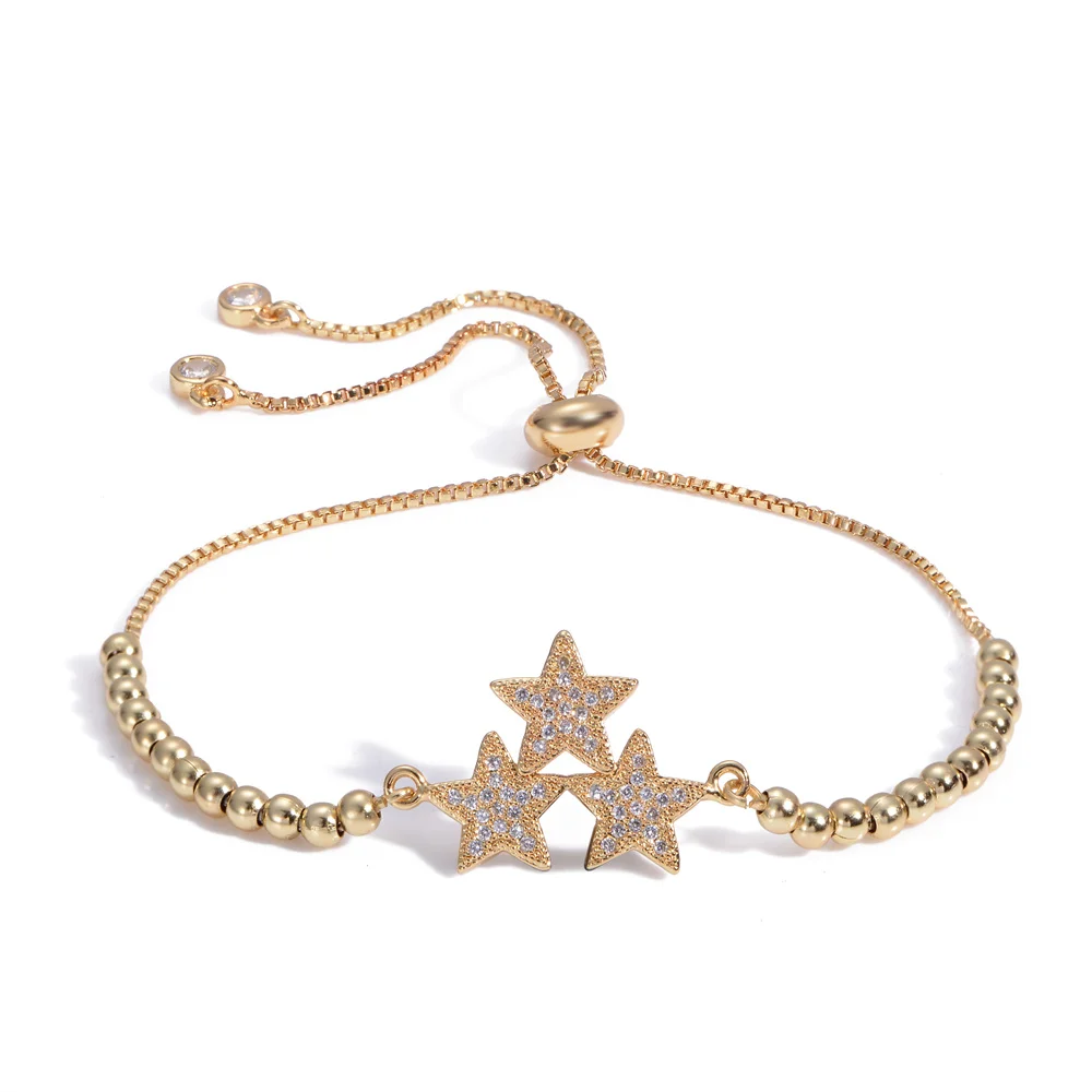 Новые поставки ювелирных изделий золото/серебро/розовое золото полумесяц браслеты со звездами для Для женщин Для мужчин Регулируемая цепь браслет с надписью «Аллах»