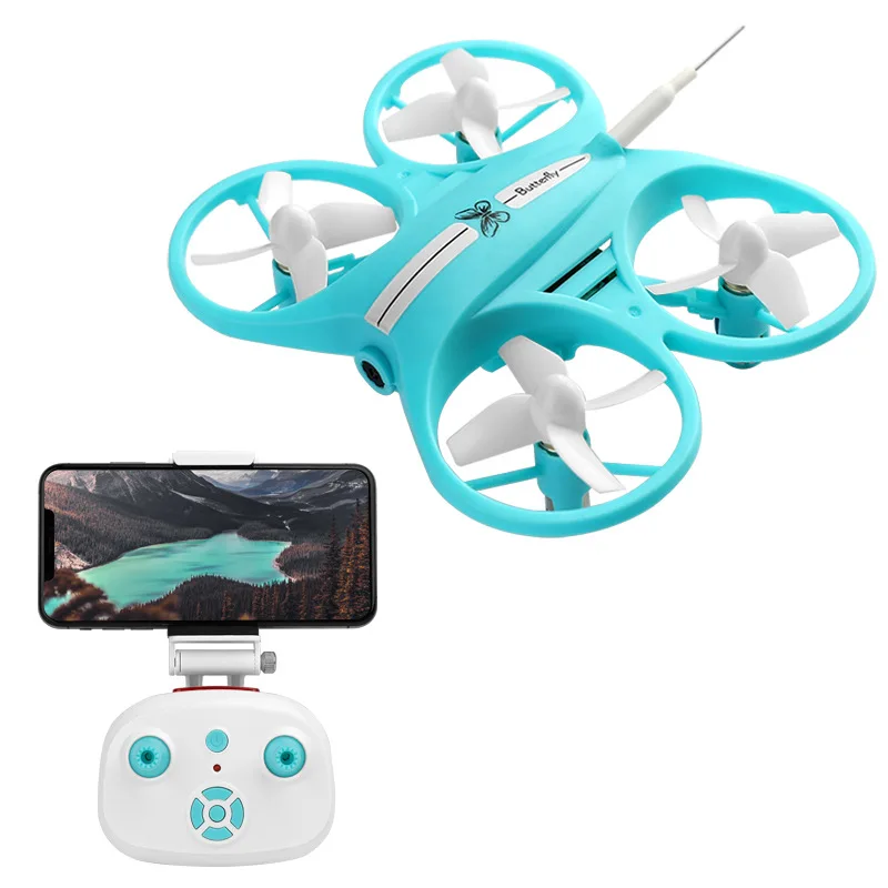 Butterfly Mini RC Quadcopter FPV Drone 2.4GHz Aircraft 720P HD Camera LED Light Indoor Foldable gesture RC Quadcopter Drone - Цвет: 720p blue
