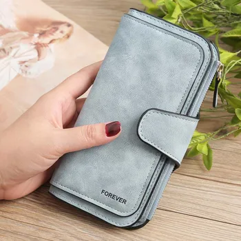 

Women's Soft Leather Long Wallet Credit Card Clutch Purse Women's Wallet Matte Card Bag Buckle Multi-function Wallet
