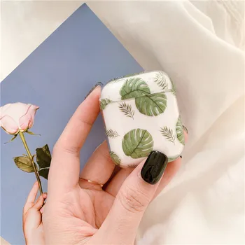 

For Apple Airpods 1 2 Transparent Flower Plantain Leaf Shockproof Earphone Cases Clean Shockproof Hard Plastic Headphone Cover