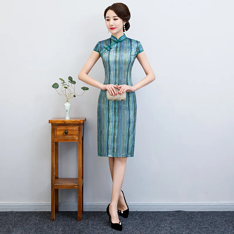 2221 Сексуальное традиционное китайское платье Vestidos женские атласные Qipao Мини Cheongsam цветочный размер M-4XL - Цвет: 2221