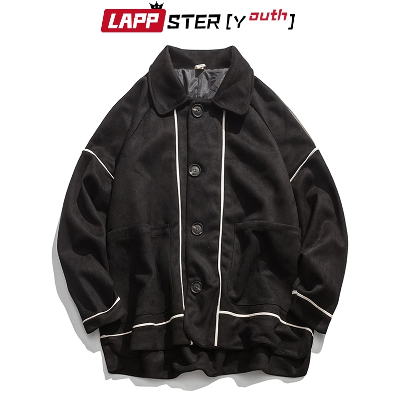 

LAPPSTER-Youth Men Korean Fashions Harajuku Jackets 2019 Winter Mens Streetwear Patchwork Windbreaker Hip Hop Black Jacket Coats
