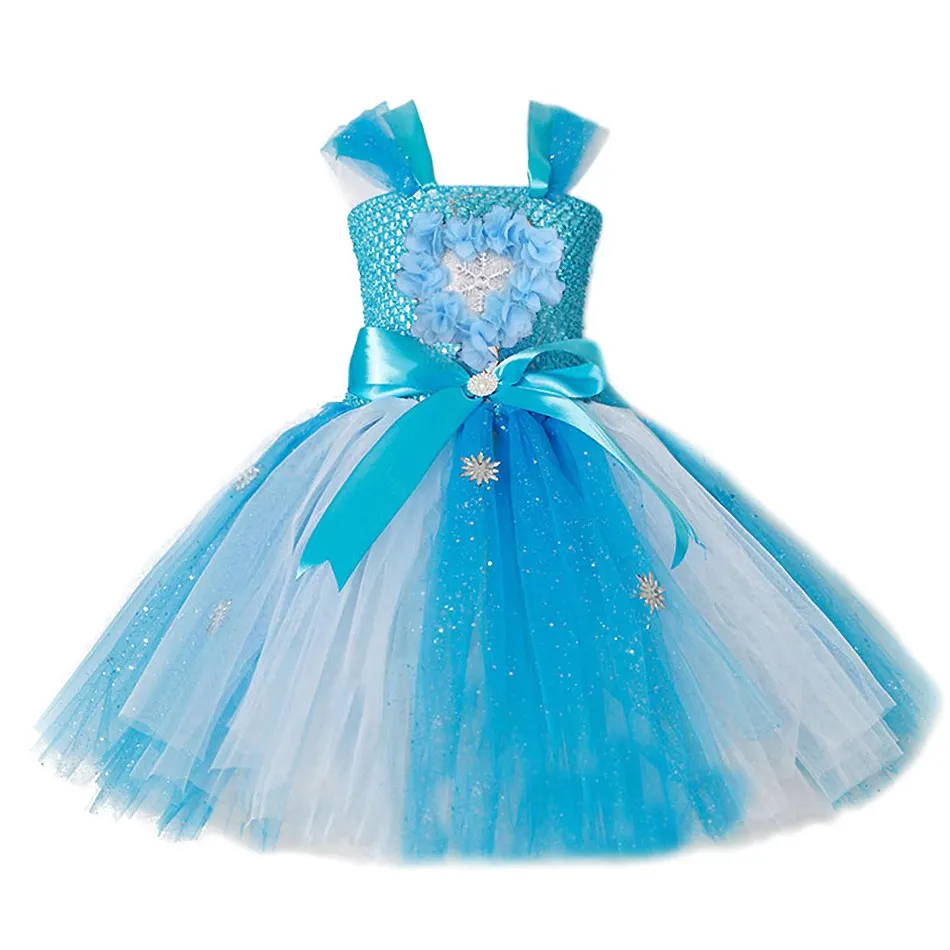 Elsa Dress MUABABY платье-пачка для девочек «История игрушек»; детское летнее фатиновое нарядное платье для принцессы; костюм Рапунцель, Эльзы, Анны, Белль на Хэллоуин - Цвет: Elsa Dress