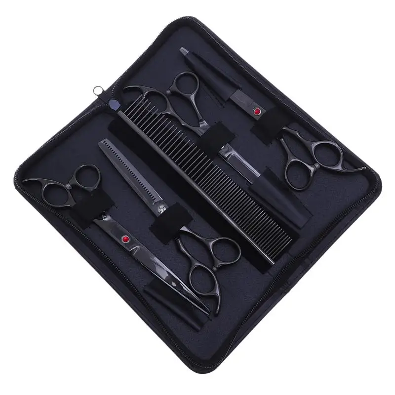 RUIMIO 1 Set 7 Inch Pet Dog Safety Scissors With Comb Grooming Thinning Animal Cutting Scissors Tools For Pet Supplies