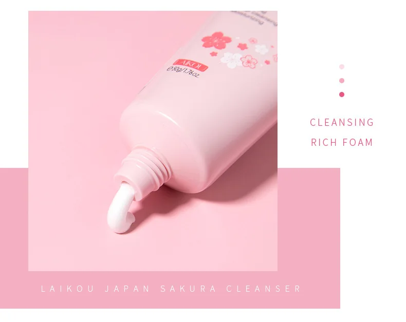 H196a994b873d46d0a267ab5115318153b LAlKOU Japan Sakura Facial Cleanser Shrink Pores Deep Oil Control Remove Blackhead Mild Non-Irritating Moisturizing Cleanser 50g