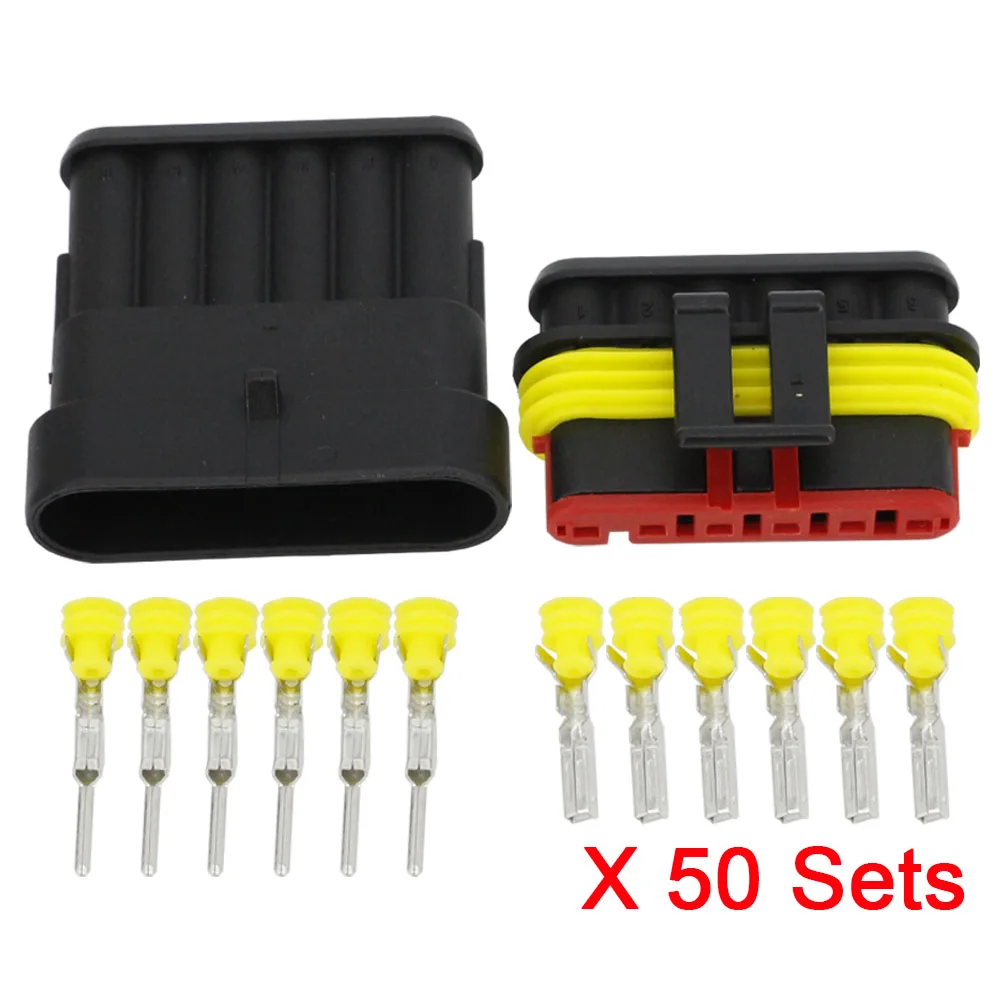 50 Sets 6 Pin AMP 1.5 Connector DJ7061-1.5-11/21 Waterproof Electrical Wire Plug Xenon lamp connector Automobile Connector