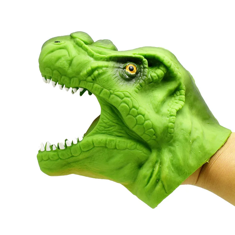 

Douyin Celebrity Style Environmentally Friendly TPR Plastic Jurassic Green T-Rex Dinosaur Hand Puppet Story Props