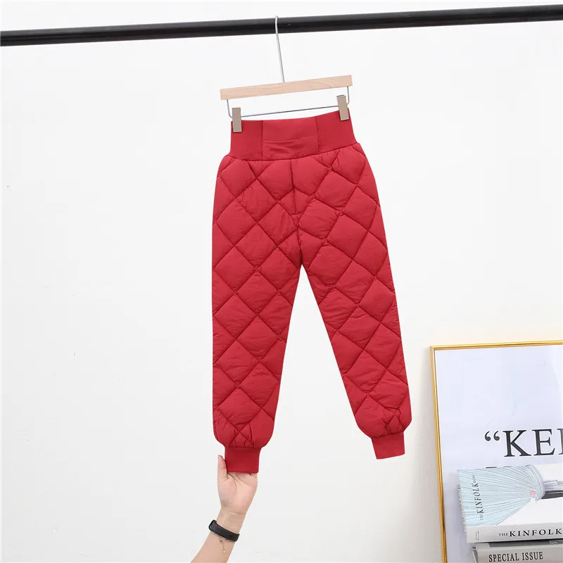 Winter Down Cotton Pants Children Boys Girls Padded Thick Warm Waterproof Ski Pant Kid Teen Casual Elastic High Waisted Trousers boys pants kids pants