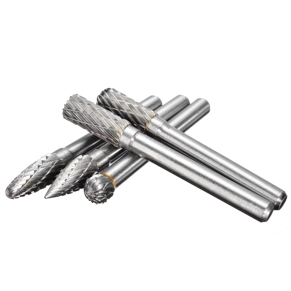 5Pcs 6mm Shank Tungsten Carbide Rotary Point Burrs Cutter Tool Rotary File Metal Woodworking Milling Cutter