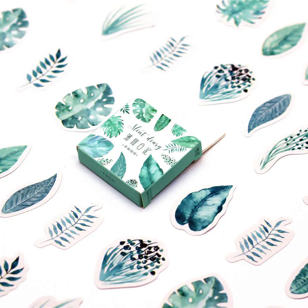 2018 новый дневник с зелеными листьями блокнот для заметок наклейки в упаковке Kawaii