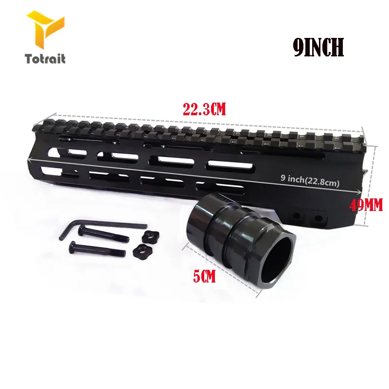 TOtrait tactical AR15 M4 Mlok 7/9/10/12/13,5/15/17/19/inch тонкий свободный поплавок Handguard прицел крепление со стальной гайкой черный - Цвет: 9  inch