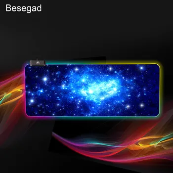 

Vococal Besegad 31 x 12 Inch Large USB Wired LED RGB Colorful Lighting Gaming Mousepad Non-Slip Laptop Computer Mouse Mat