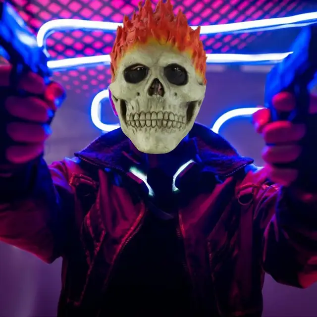 Halloween Horror Decoration Full Face Skull Mask/Helmet 2021 Creative Funny Unisex Adults Scary Flame Skeleton Masque Halloween 6