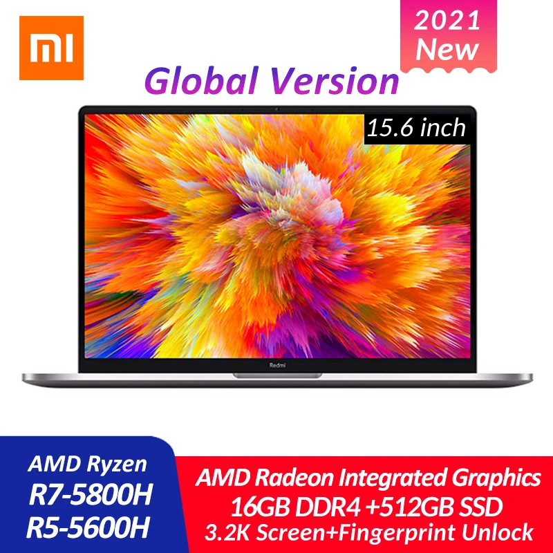 2021 Xiaomi RedmiBook Pro 15 ноутбук 6 дюймов 3 2 K Ryzen 7 5800H / 5 5600H 16 Гб DDR4 512GB SSD 90 Гц с Windows 10 |