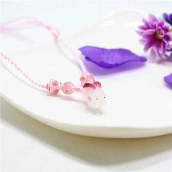 

Japanese style glass beads cherry blossom beads, rabbit pendant necklace to bring wealth, love and good fortune