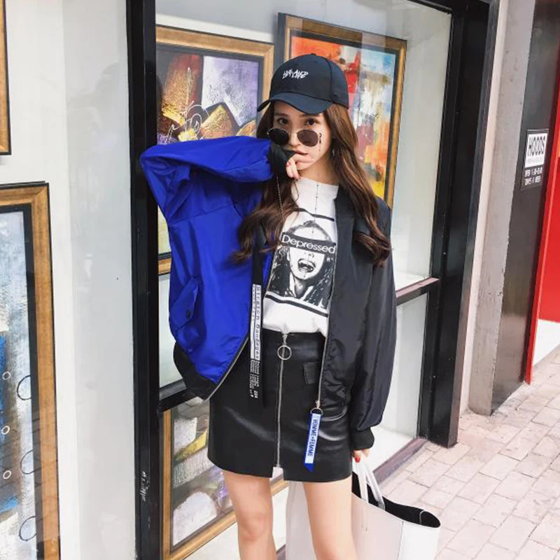 Модные Лоскутные ветровки Harajuku женские куртки на молнии женские свободные солнцезащитные Пальто Женская верхняя одежда бейсбольная форма