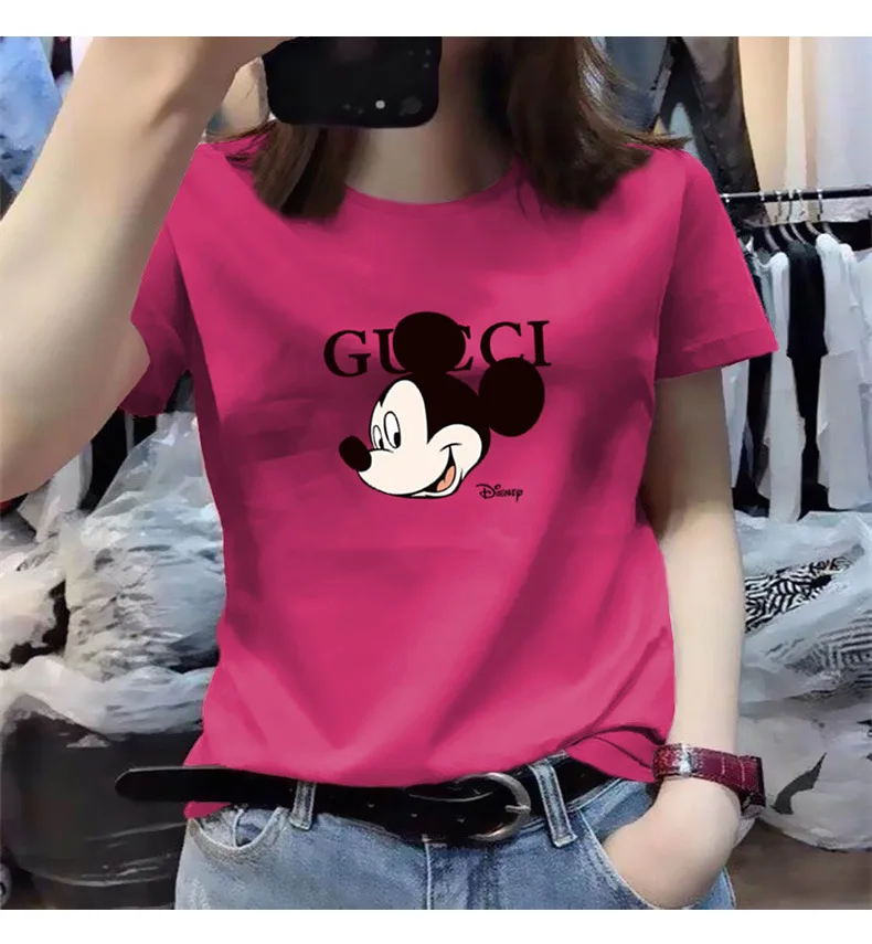 DISNEY women t-shirt Mickey short-sleeved T-shirt women's summer 2020 new slim body femme t-shirts Mickey Mouse top 6 color