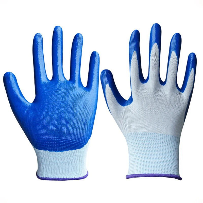 1 Pair garden gloves household finger glove latex nylon coated with nitrile gloves gardening gloves free size