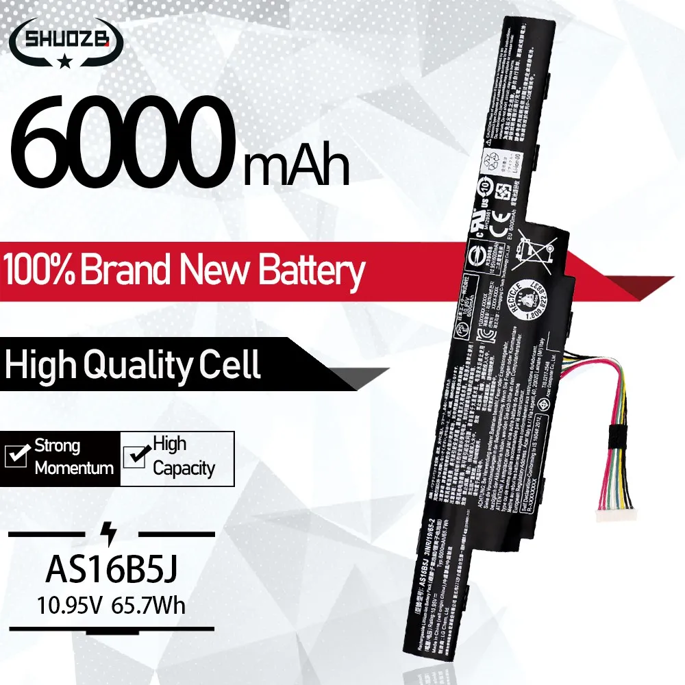Новый аккумулятор для ноутбука 6000 мАч AS16B5J AS16B8J Acer Aspire E5 575G 53VG Series 15 6 дюйма 3ICR19/662 2 11