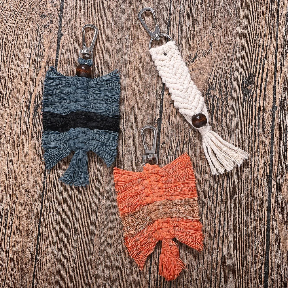 Girlgo брелоки с кисточками для женщин Boho брелок Крепление Сумка из макраме Шарм автомобиль Висячие украшения подарок для друзей Прямая