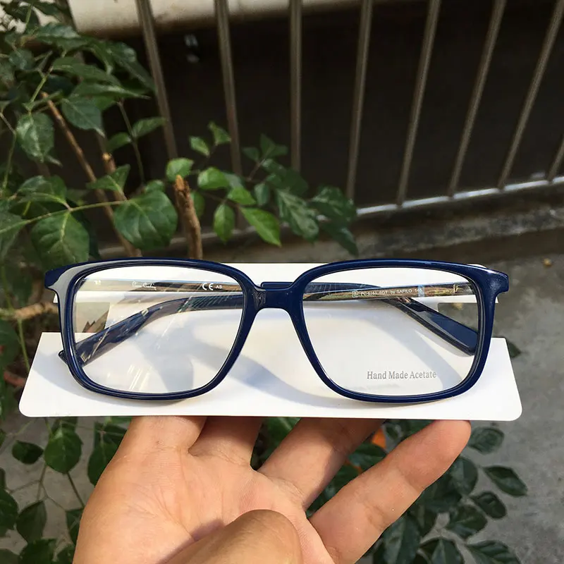Мужские брендовые дизайнерские ацетатные оправы для очков для близорукости весенние петли синего цвета