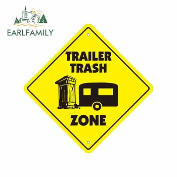 

EARLFAMILY 13cm x 13cm for Trailer Trash Zone Creative Car Sticker DIY Waterproof Scratch-proof Decals Suitable for VAN RV