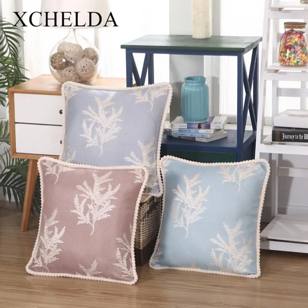 

Cushion Covers Curling Plant Embroidery 45x45 Pillows Cases Cojines Sofa Decorative Pillowcase Home Decoration Free Shipping