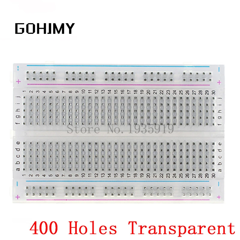 thumbnail image 1 of Mini bread board/breadboard 8.5cm x 5.5cm 400 holes Transparent/White DIY Electronic experimental Universal PCB GOHJMY, 1 of 5