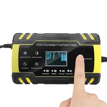 

12/24V 8A/4A Touch Screen Pulse Repair LCD Battery Charger For Car Motorcycle Lead Acid Battery Agm Gel Wet