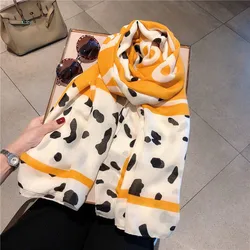Leopard Dot Letters Cotton And Linen Scarf Women Autumn Bib Muffler Wild Long Shawl Go Out Tourism Scarves for Ladies Wraps