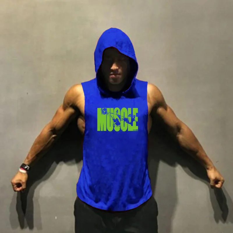 

Gyms Sleeveless Shirt Casual Cotton Tank Top Men Vest Bodybuilding Muscle Hooded Clothing Brand Singlet Fitness Tops Sportswear