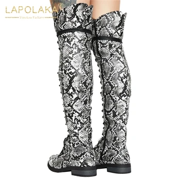 

Lapolaka Fashion New Hot Square Heels Over The Knee Boots Woman Shoes Zipper Colorful INS Hot Shoes Ladies Boots Footwear