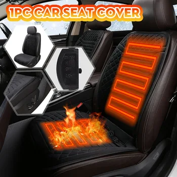 

2pcs 12V Auto Heated Car Seat Cover Cushion Pad Front Protector Electric Heated Adjustable Warm Snow Winter Soft Fabric