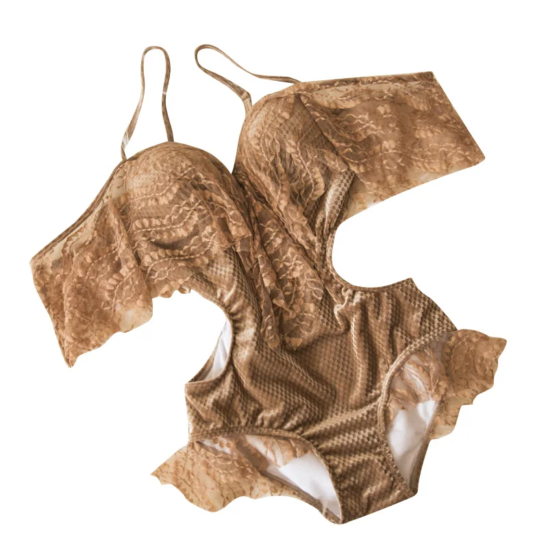 2020 newSexy One Piece Swimsuit Classic Off Shoulder Women Swimwear Ruffle Monokini Retro Bodysuit | Спорт и развлечения