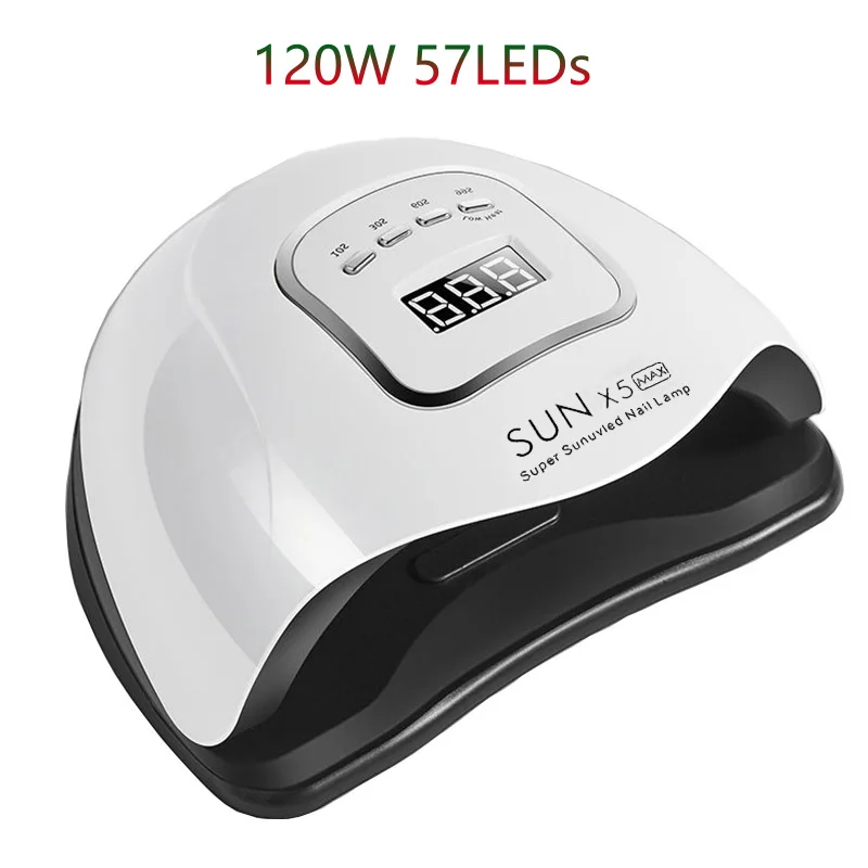 Conduziu a Lâmpada do Unha Todo o Gel do Unha Lâmpada do Prego Secador 57 Leds Manicure Secagem Rápida Polonês 10s 30s 60s 99s Poderosa 120w Sun x5 Max uv 1 Secadores de unhas