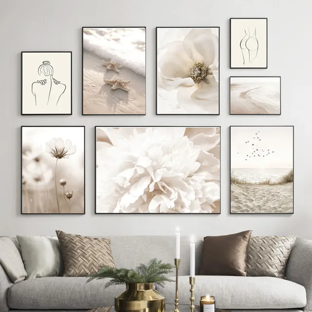 Nordic White Shell Beach Flower Dandelion Wall Art Canvas Painting  Posters And Prints Wall Pictures For Living Room Home Decor 1