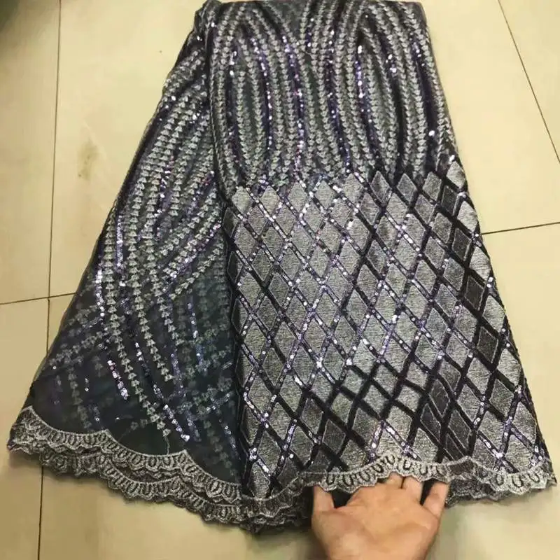 Французский нигерийский sequins sequence африканский тюль сетка вуаль кружевная ткань высокого качества для вечеринки свадебное платье 5 ярдов/партия - Цвет: color4