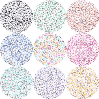 

100pcs 6mm Mix Letter Beads Square Alphabet Acrylic Beads For DIY Jewelry Making Handmade Bracelet Necklace Accessories