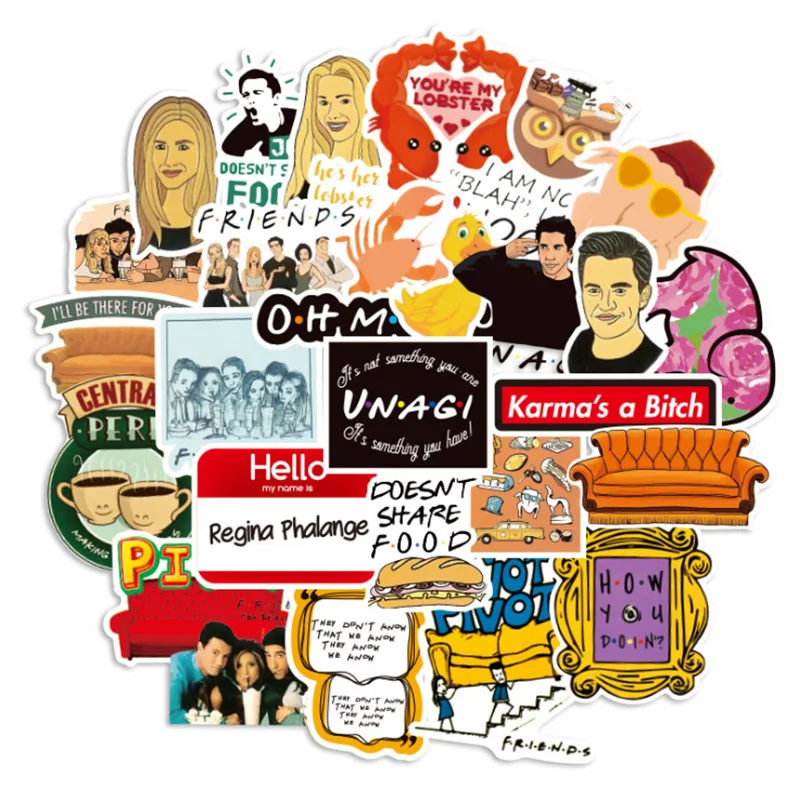

10/30/50 PCS American TV series Friends retro car trolley case computer waterproof sticker graffiti decoration toy wholesale