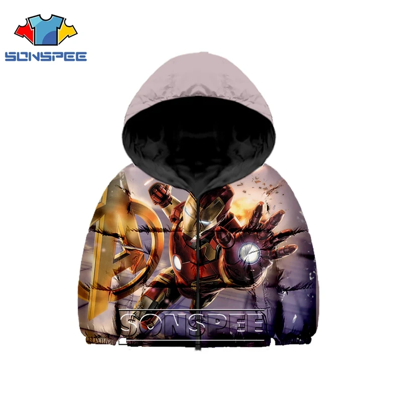 3D Print Women men Avengers Iron man baby Sweatshirts Anime kids winter Down jacket Warm children Harajuku Thick Coat hoodies