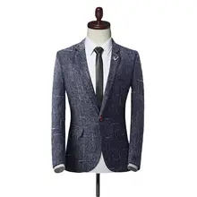 Blazers traje de cuatro estaciones para hombre, abrigo de moda de edición delgada, pequeño, con botón de cuadrícula, bolsillo para puerta decorado en tres colores M 4X