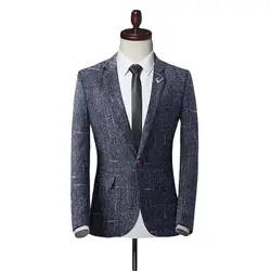 Blazers Four Seasons New Men's Suit Slim Edition Fashion Coat Small Grid Singlebutton Door Pocket Decorated In Three Colors M-4X