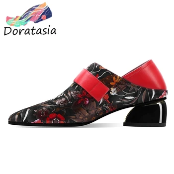 

DORATASIA Classic Girl Pointed Toe Flower Casual Office Pumps Buckle Pumps Women Spring High Heel Consise Leisure Shoes Woman