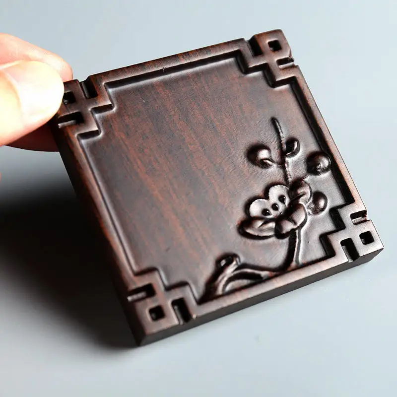 Tea Cup Mat Vintage Wooden Tea Coaster Square Heat Resistant Drink Mat Table Tea Coffee Non-slip Ceremony Accessory