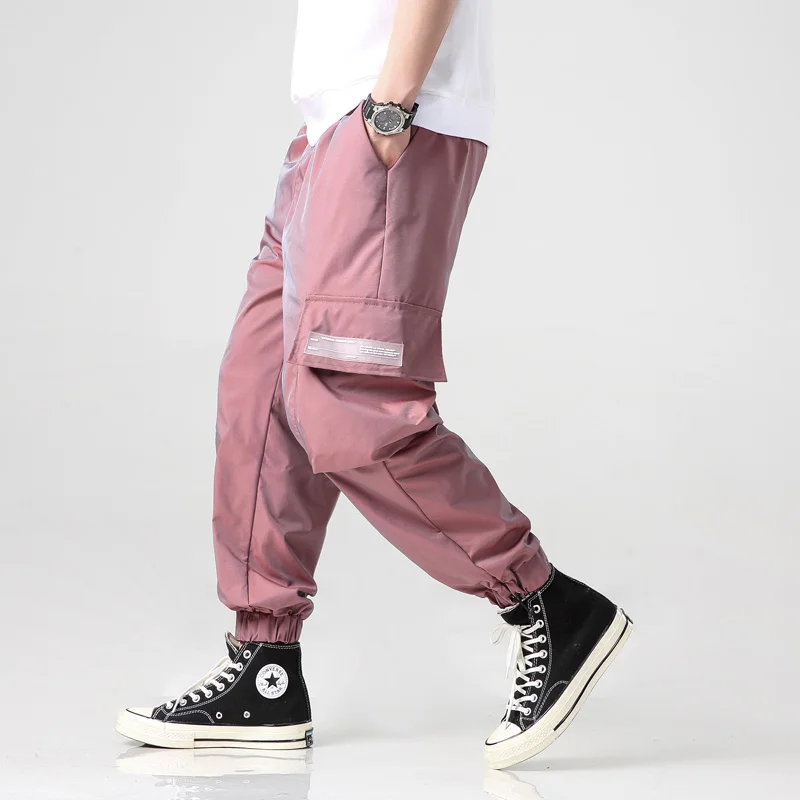 

Streetwear Reflective Harem Jogger Pants Men 2020 Spring Mens Pants Solid Casual Ankle-length Men Trousers